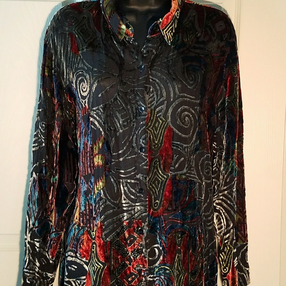 Chico's Silk Burn-out Blouse